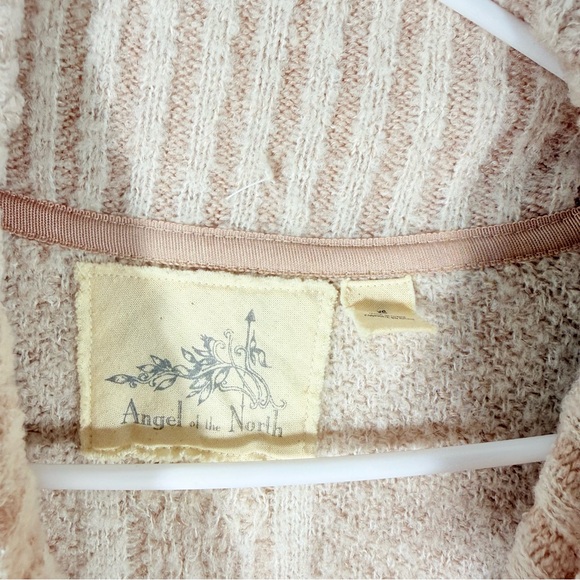 Anthropologie Angel Of The North Cowl Neck Cable Knit Cream Wool Sweater XS - Picture 9 of 13